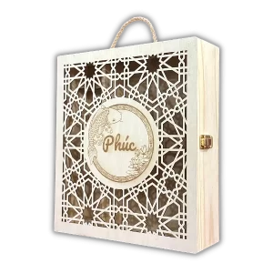 Hộp gỗ thông đựng rượu - quà Tết Phúc